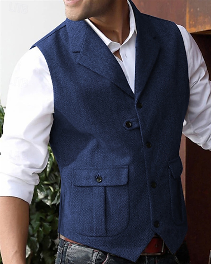 Hombre Chaleco Vacaciones Fiesta Negocio Moda Casual Verano Primavera Bolsillo Botones Poliéster Cómodo Plano Recto 1 botón Diseño Ajuste regular Azul Marino Verde Oscuro Café Gris Chaleco 2025 - $27.99 –P12