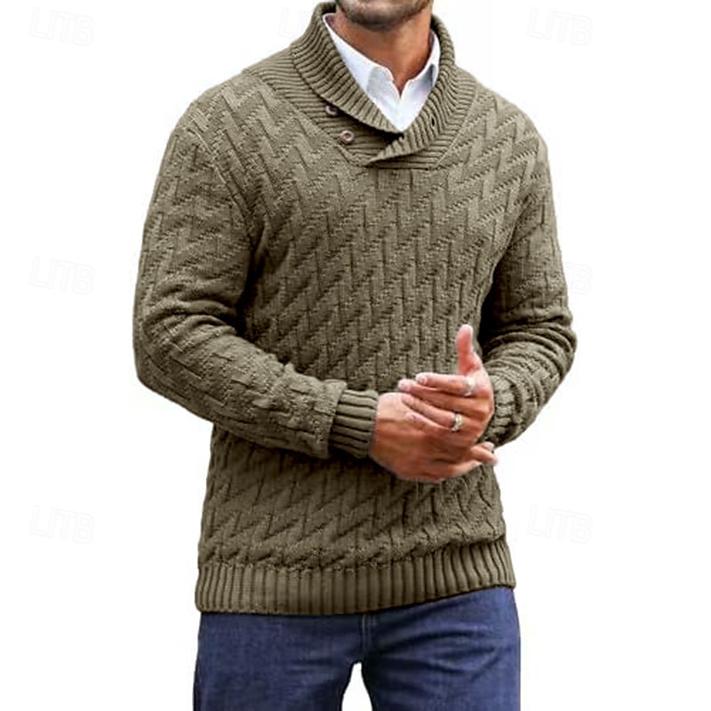 Homme Pull Torsadé Tricoter Hauts Réguliers Tricoté Coupe ajustée Uni Col montant Tricots Contemporain Occasionnel Tenue quotidienne Vêtement Tenue Automne Noir Rouge Bordeaux M L XL de 2025 ? €36.99 –P5