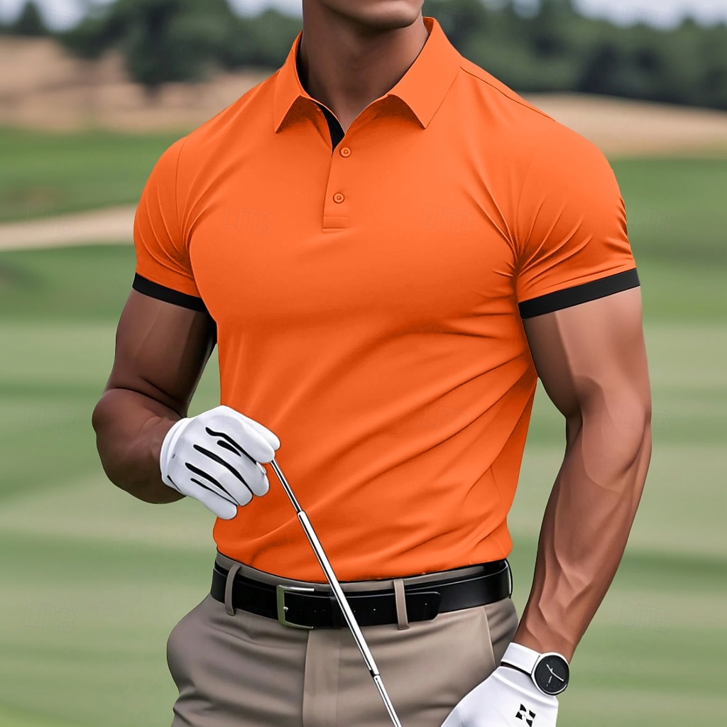 Per uomo Polo Maglia da golf Casuale Sportivo Classico Manica Corta Essenziale Tinta unica Semplice Bottoni Davanti Estate Primavera Tutte le stagioni Vestibilità regolare Vinaccia Bianco Nero Blu del 2025 a GBP £10 –P4