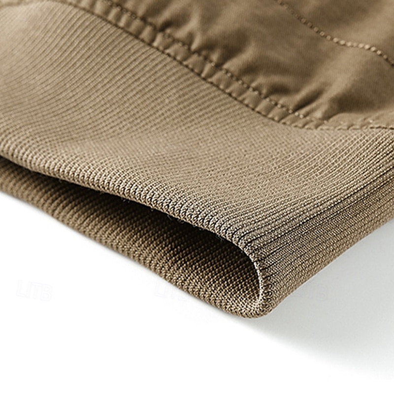 Herren Bomberjacke Freizeitjacke Urlaub Täglich Tasche Frühling Herbst Einfach Mode Klassisch Revers Regulär Schwarz Kamel Armeegrün Beige Jacken 2025 - $58.99 –P5
