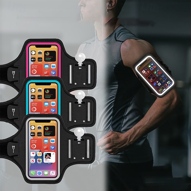 2025年 アームバンドケース ランニングアームバンド iPhone用ランニングホルダー のために マラソン ジョギング ランニング スポーツバッグ タッチスクリーン 耐水 反射ストリップ タクテル 男性用 女性用 ランニングバッグ  コレクション – $8.99 –P1