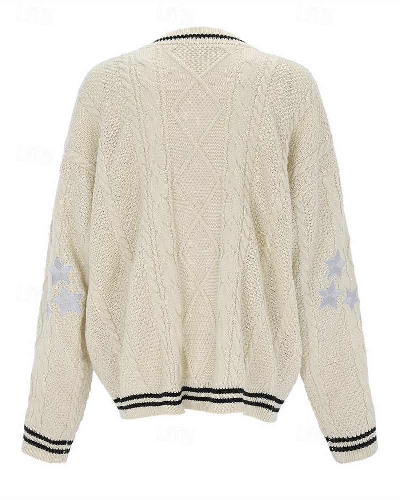 Pentru femei Pulover Bluza Modă Șic Stradă Zilnic Αστέρι Striat În V Tricotat Manșon Lung Topuri obișnuite Tricotat Concediu Ieșire Sfârșit de săptămână Negru Roșu-aprins Toamnă Iarnă 2025 - $25.99 –P5