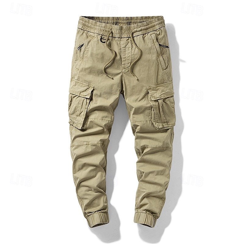 Homens Calças Cargo Calças Cintura elástica Com Cordão Bolso multi Tecido Vestível Ao ar livre Diário Acampar e Caminhar Moda Clássico Preto Verde Tropa de 2025 por €30.99 –P1