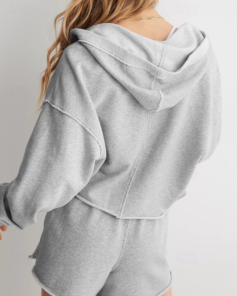 Mulheres Pulôver Moletom Com Capuz Tecido Roupa de rua Casual Manga Longa Com Capuz Tops regulares Rua Feriado Fúcsia Cinzento Claro Cinzento Outono Inverno de 2025 por $25.99 –P15