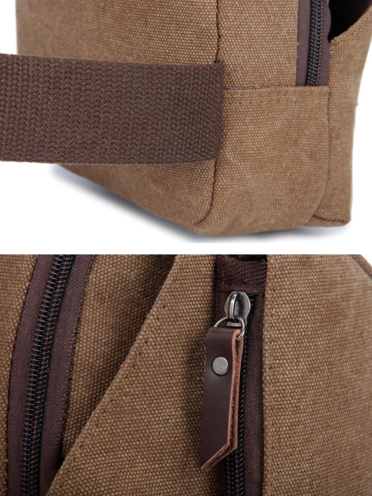 Zaino a tracolla in tela da uomo con più scomparti, borsa a tracolla vintage per escursioni all'aperto, viaggi e uso quotidiano casual del 2025 a $14.99 –P10