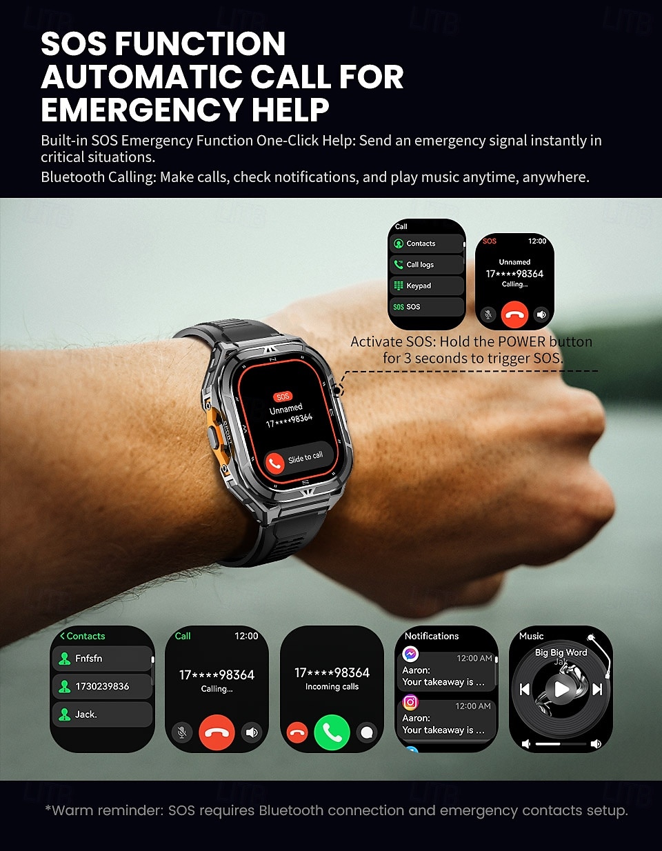 X5 Montre intelligente 1.96 pouce Smartwatch Montre Connectée Bluetooth Rappel d'appel Moniteur d'Activité Moniteur de Fréquence Cardiaque Rappel sédentaire Trouver mon Appareil Compatible avec de 2025 ? $68.99 –P11