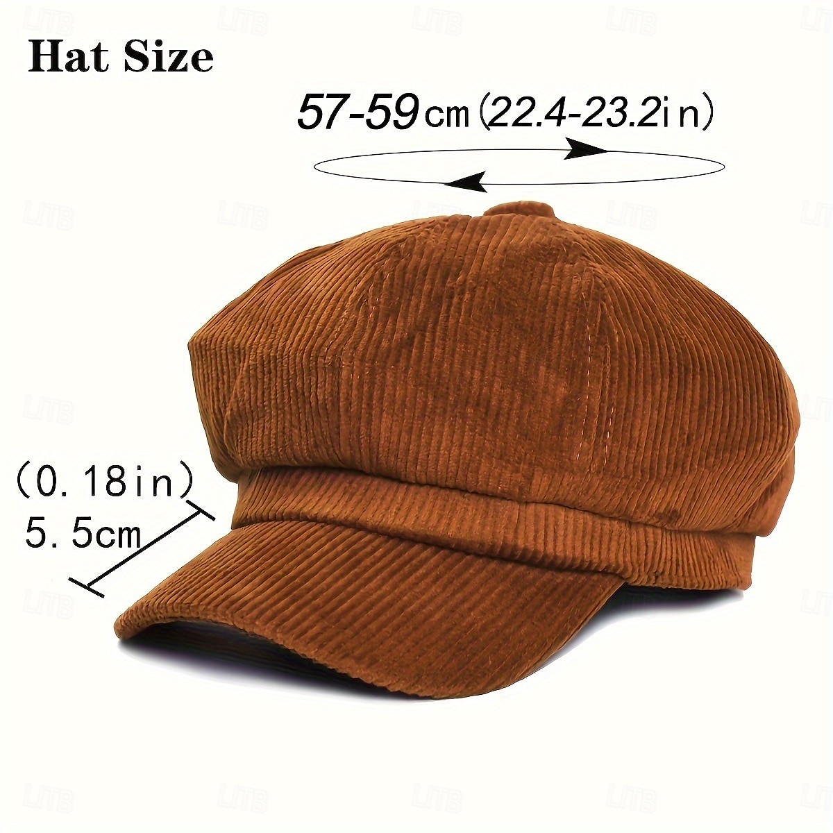 șapcă vintage de damă din catifea reiată - beretă octogonală maro cafea, croială elastică neelastică, pliabilă &lavabil manual pentru ținute casual de toamnă-iarnă 2025 - $26.99 –P4
