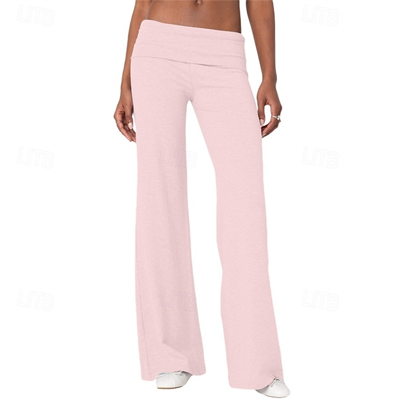 Mulheres Perna larga Calças Calça Palazzo Moda Roupa de rua Comprimento total Natural Listrado Cintura elástica Respirabilidade Confortável Rua Roupa Diária Para Noite Preto 1 # Preto Rosa claro de 2025 por $18.99 –P4