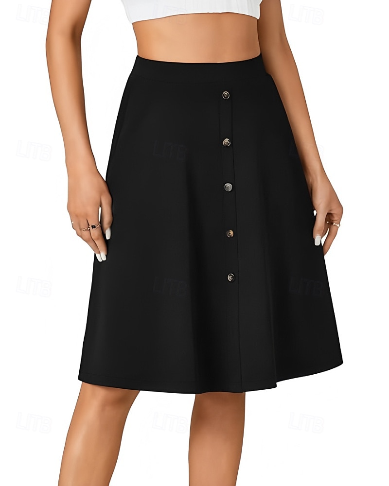 Femmes Jupe Occasionnel Au-dessus du genou Taille Basse Jupes Uni Avec Poches Micro-Élastique Vacances Rue Noir Rouge Bleu Marron Automne Polyester de 2025 ? $20.99 –P8