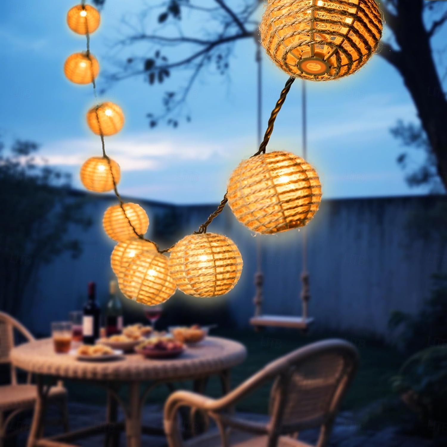 Rattan Wire Ball Style Decorative Lantern String Lights - 10 Lights Globe Rattan Wicker Ball String Lights Indoor Outdoor Patio String Light for Home Pergola Porch Party Backyard 2025 - $32.99 –P7