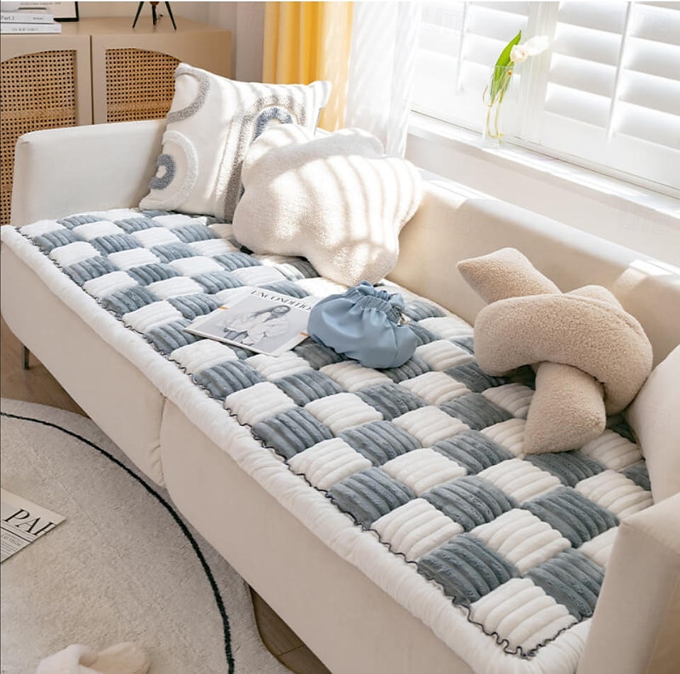 Copridivano per letto con motivo scozzese quadrato color crema, per cani e gatti del 2025 a $130.99 –P13