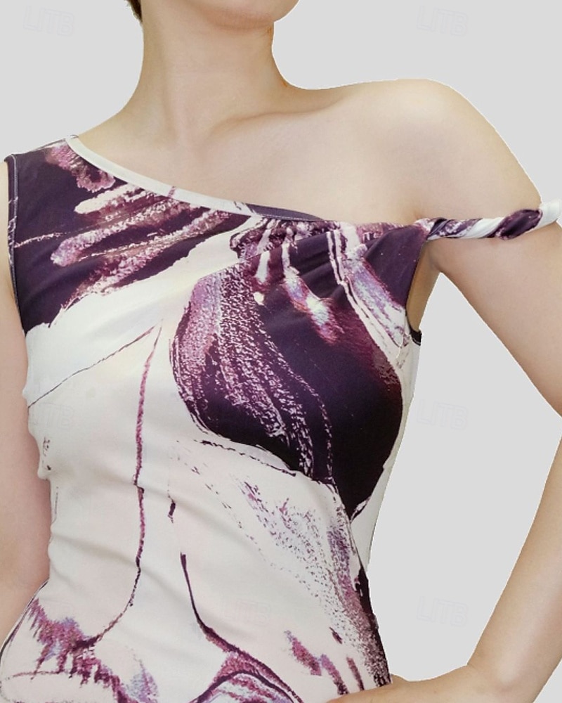 Femmes Robe Longue Maxi Robe Robe Imprimée Mode Extérieur Sortir Week-end Coupe régulière Fleur Sans manches Une Épaule Violet Vert Été de 2025 ? $22.99 –P6