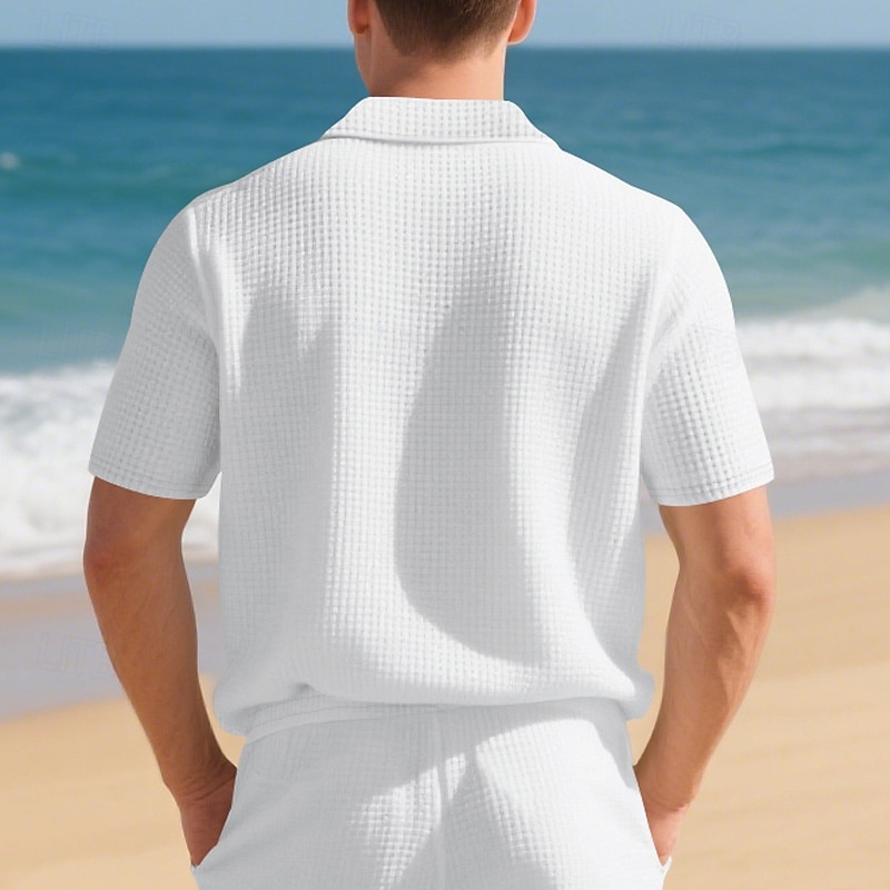 Men's Golf Shirt Golf Polos Shirts Work Casual Lapel Short Sleeve Basic Modern Plain Jacquard Summer Regular Fit Black White Red Royal Blue Khaki Light Grey Golf Shirt 2025 - $16.49 –P10