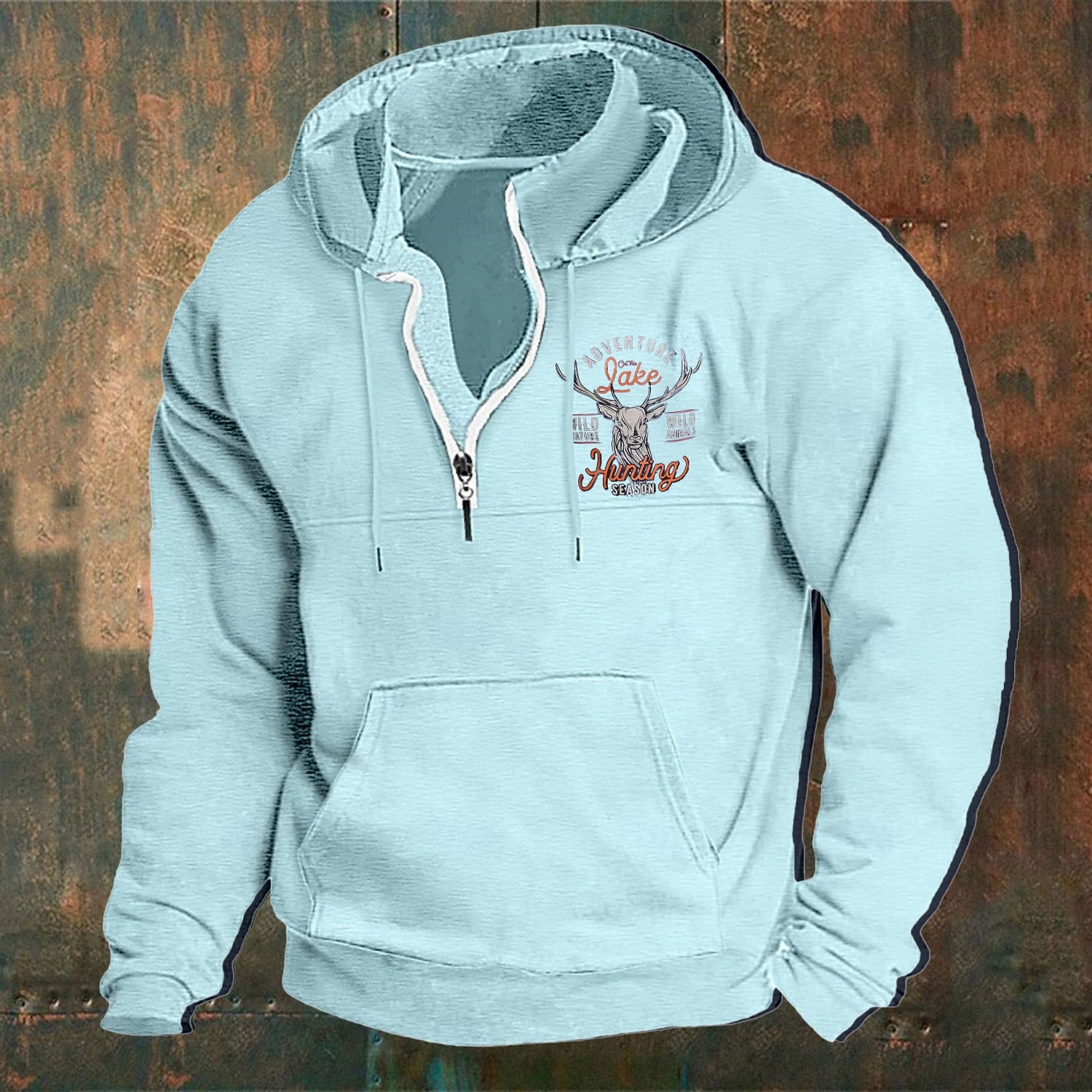 Men's Hoodie Wine Navy Blue Green Khaki Light Grey Hooded Elk Front Pocket Quarter Zip Daily Holiday Going out Polyester Streetwear Casual Bavarian Fall Winter Clothing Apparel Hoodies Sweatshirts  2026 - $26.99 –P6