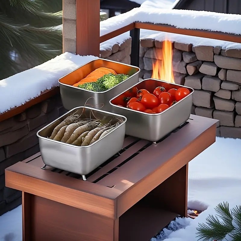 Contenitori per alimenti in acciaio inossidabile da 7 pezzi con coperchi a scatto, scatole per la preparazione dei pasti impilabili a prova di perdite per campeggio, picnic, casa, ufficio e pranzo a del 2025 a $7.99 –P8