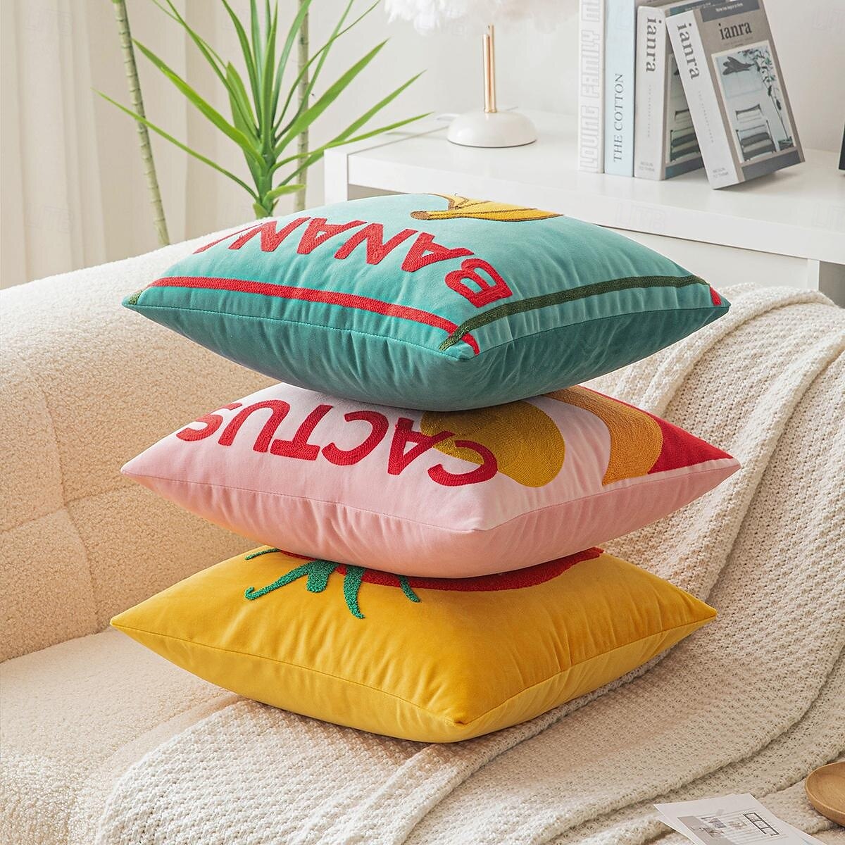 1 federa per cuscino con motivo a frutta, ricamo boho casual quadrato con cerniera tradizionale classico del 2025 a $15.99 –P4