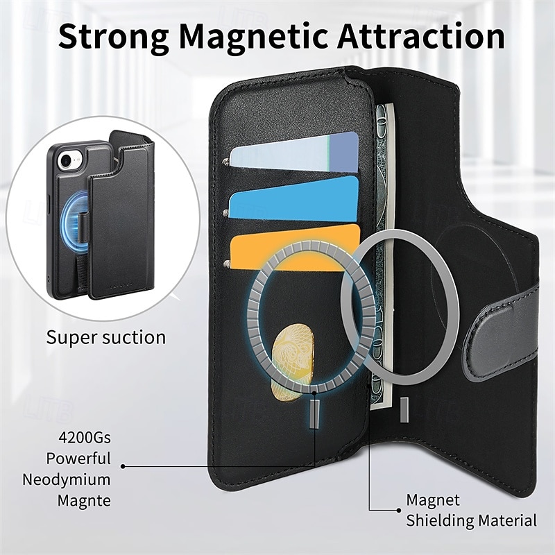 Phone Case For Apple AirTag iPhone 16 Pro Max Plus iPhone 15 14 Pro Max Plus iPhone 13 Pro Max Magnetic Adsorption Wallet Case Flip Cover with Stand Holder Detachable Support Wireless Charging Retro 2025 - $25.99 –P3