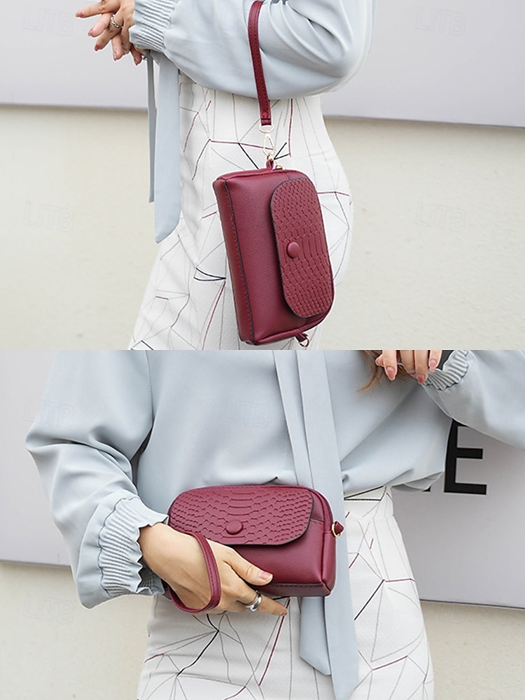 borsa a tracolla da polso in similpelle da donna con patta in stampa coccodrillo – elegante piccola borsa a tracolla per l'uso quotidiano, i viaggi e il lavoro del 2025 a $14.99 –P3