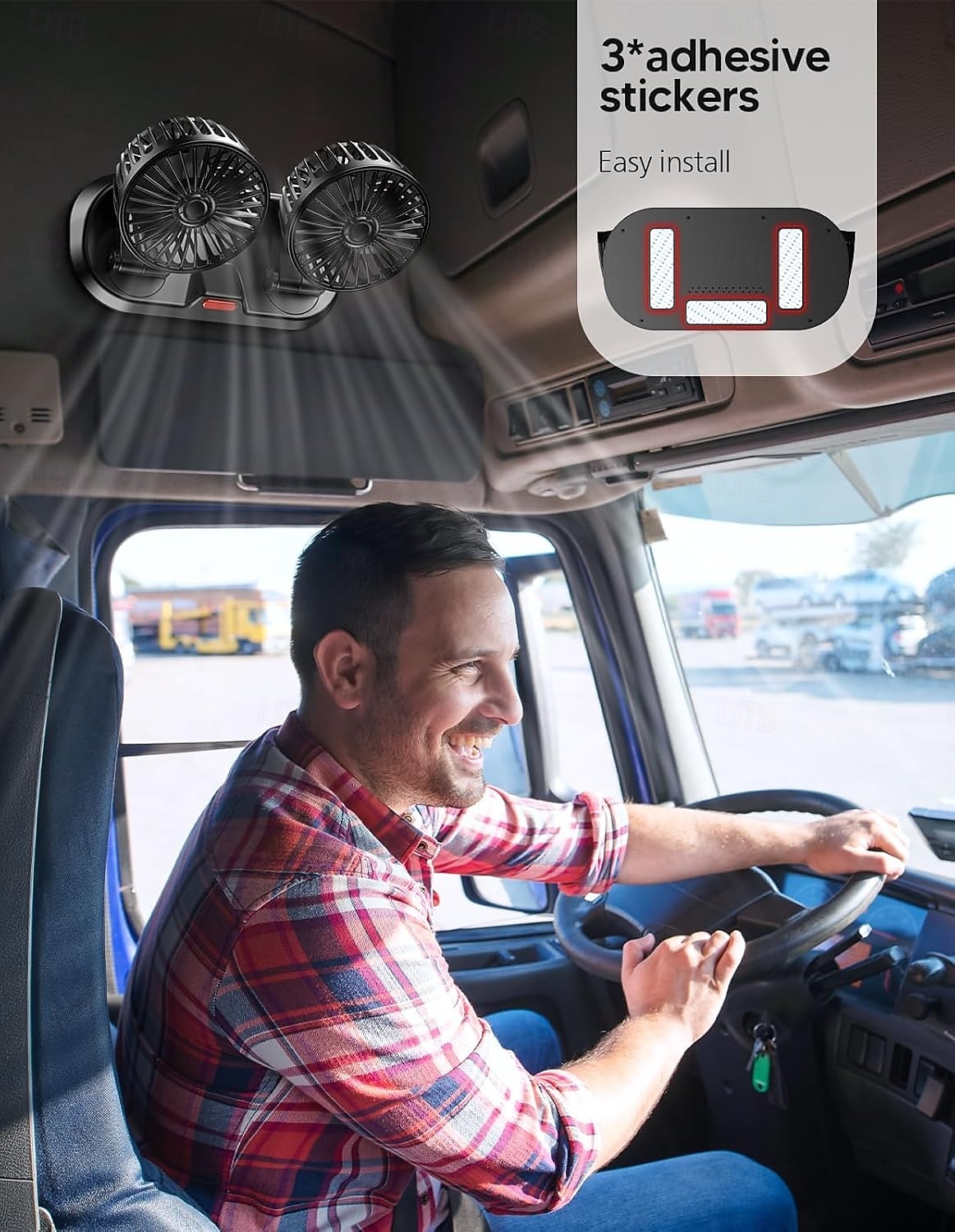 Ventilátor do auta s dvojitou hlavicí, USB ventilátor do auta - bezkartáčový motor (modernizovaný z roku 2025), ventilátory do auta, které foukají studený vzduch - 3 rychlosti, 360° rotace, pro 2025 - $15.99 –P3