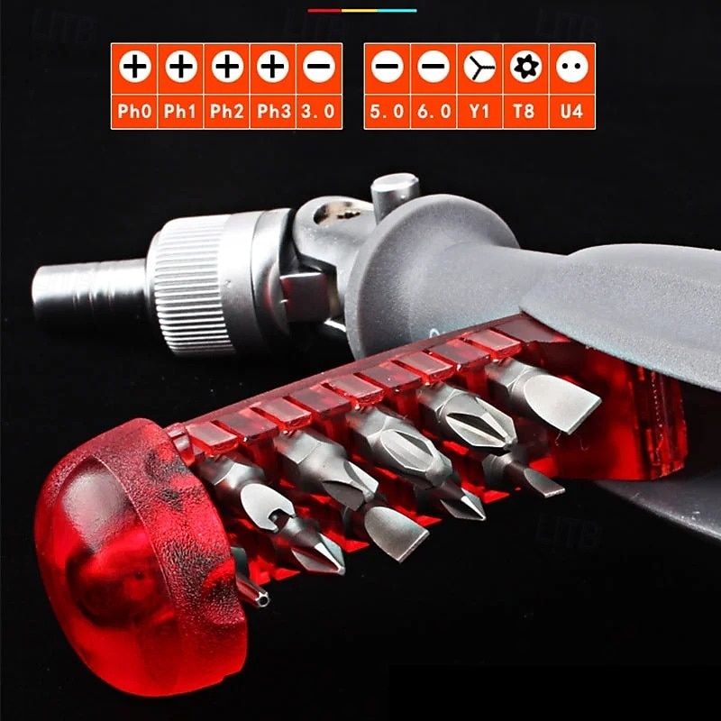 Juego de destornilladores multiherramienta de trinquete 10 en 1, mini destornilladores Phillips magnéticos de punta ranurada, mango antideslizante de doble propósito, puntas reemplazables, kit de 2025 - $17.99 –P2