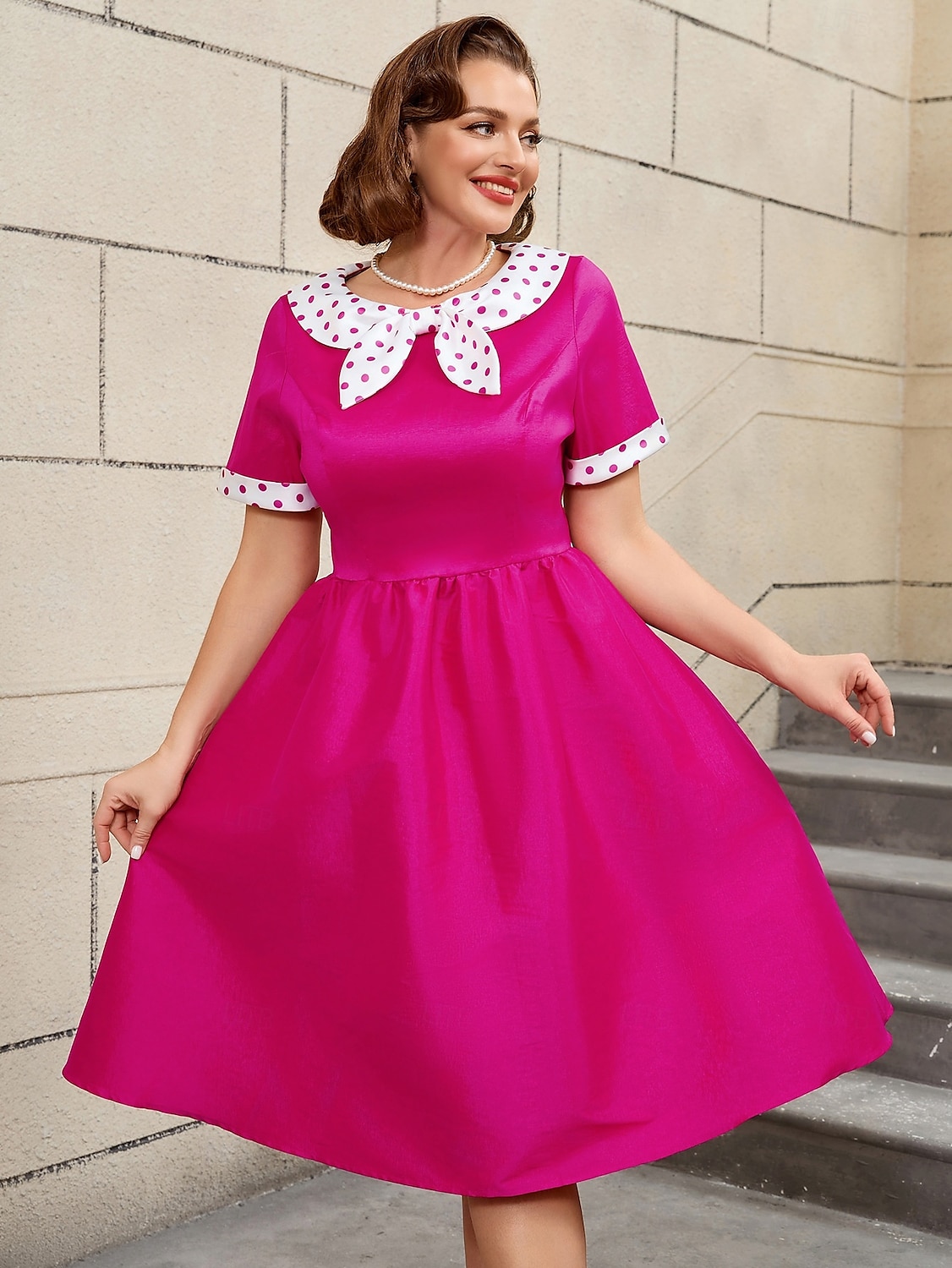 Retro 50. léta Rockabilly Polední Šaty na šaty Flare šaty Větší velikosti Puntíkované A-Linie Dámské Dovolená Maturita Párty a večer Dospělí Šaty Jaro léto 2025 - $51.99 –P8