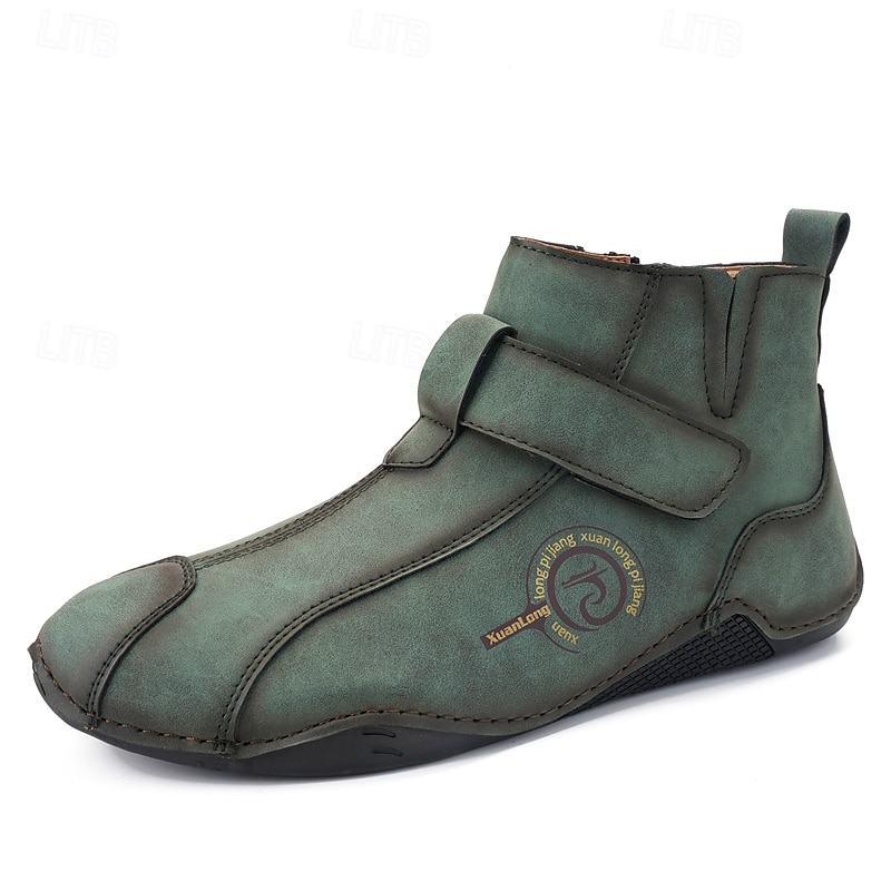 Bottines rétro faites main pour hommes avec fermeture velcro – bottes de marche décontractées et artistiques pour hommes créatifs et tenues urbaines de tous les jours de 2025 ? $54.99 –P2