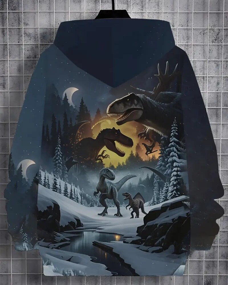 Pojkar 3D Dinosaurie Huvtröja Långärmad Vår Höst Mode Streetwear Barn 4-12 år Huva Utomhus Ledigt Dagligen Normal 2025 - $18.99 –P5