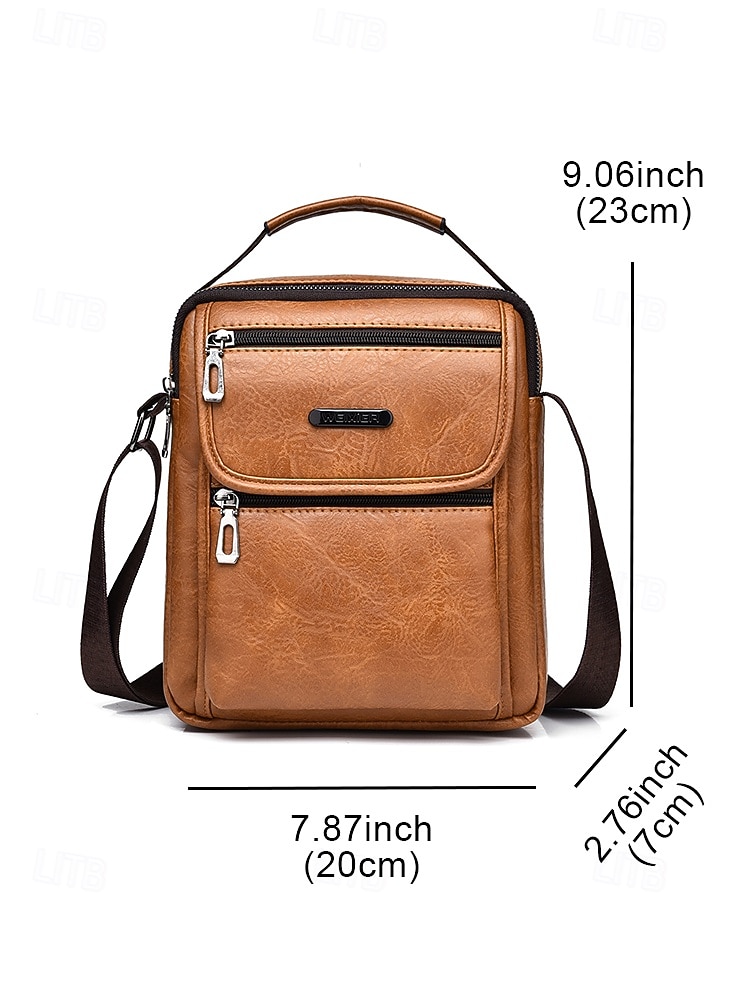 Men's Waterproof Faux Leather Crossbody Bag with Multi-Pocket Design – Casual Travel Shoulder Messenger Bag for Daily Commute, Work or Weekend Outings 2026 - $24.99 –P11