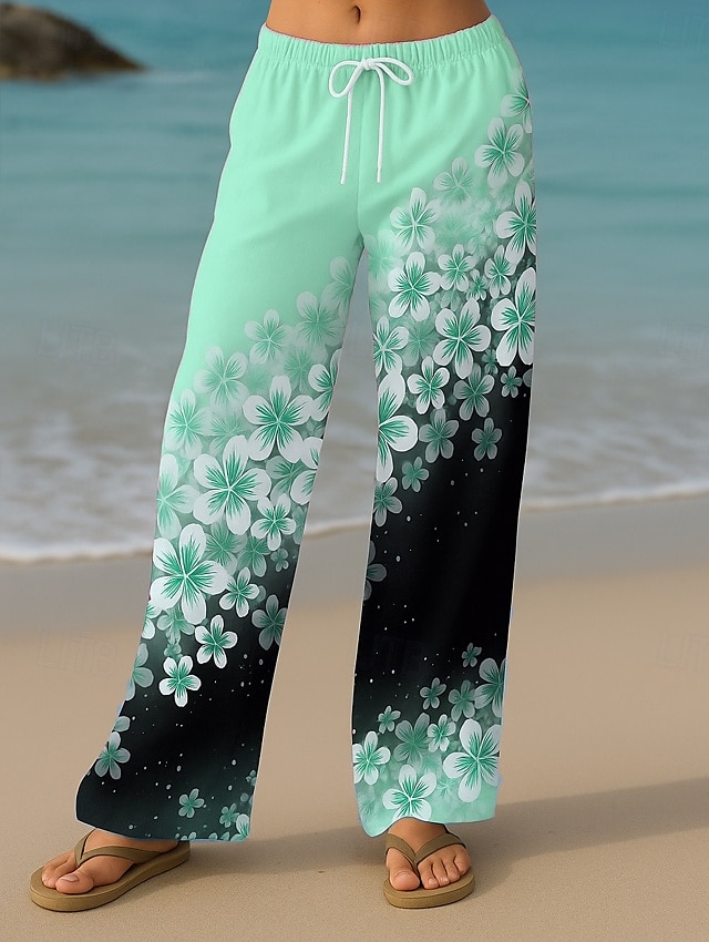 Femmes Culottes Jambe Large Vacances ancien Style Ethnique Longueur complète Taille haute Fleuri Graphique Séchage Rapide Respirabilité Doux Non Elastique Formel Extérieur Vacances Jaune Rose Claire de 2025 ? $24.99 –P5