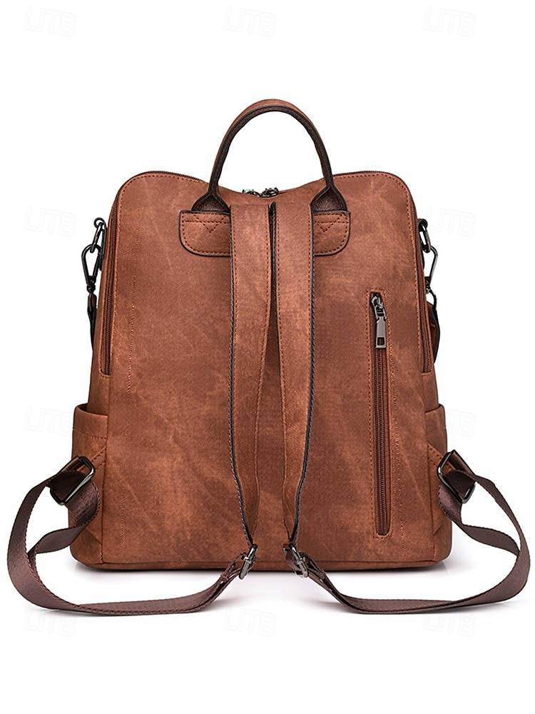 Sac à dos convertible en similicuir pour femme – Sac à bandoulière vintage multi-poches avec pompon pour les déplacements quotidiens, les voyages et le travail de 2025 ? $34.99 –P6