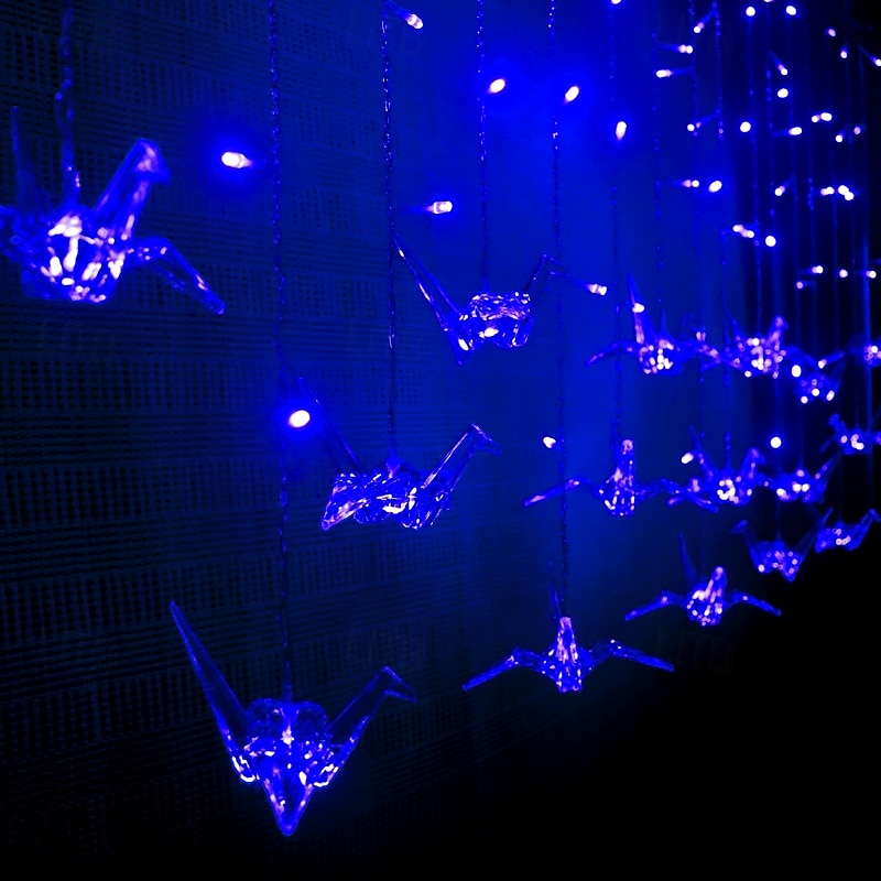 Luces de cadena de hadas 3.5M 96LED coloridas mil grullas de origami luces de cortina LED para boda decoración de habitación fiesta patio destellos luces de cadena de vacaciones enchufe EU US AU UK 2026 - $50.99 –P12