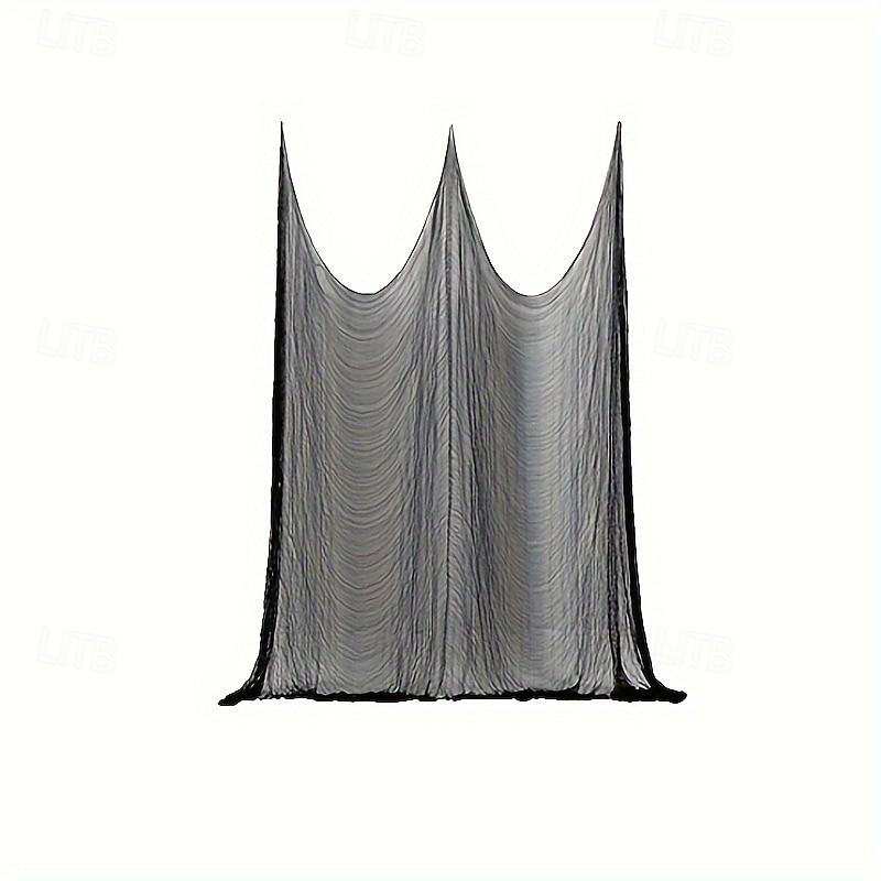 Tenda in garza nera spettrale da 1 pezzo per Halloween, perfetta per decorazioni di case infestate, discoteche e stanze di fuga, tessuto in poliestere, decorazioni di Halloween, contenitore del 2025 a $7.99 –P10