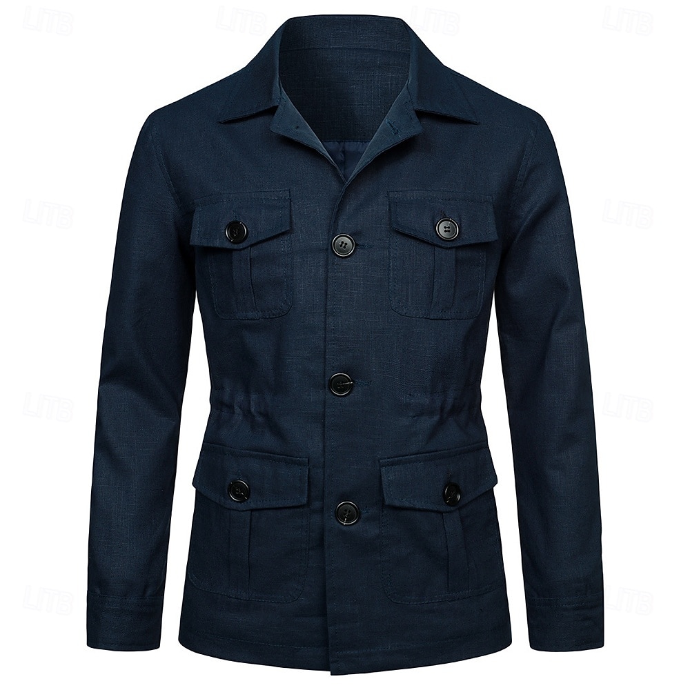Per uomo Giacca Leggera Blazer 100% lino Scuola Formale Vacanza Elegante Vintage Estate Primavera Lino Tinta unica Tasca Delicato sulla Pelle Comodo Monopetto Un Bottone Bottone frontale Giacca del 2025 a $55.99 –P3