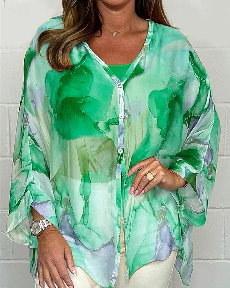 Women's Shirt Chiffon Tops Floral Stylish Modern Long Sleeve Shirt Collar Regular Tops Daily Holiday Buttons Print Black Yellow Pink Royal Blue Blue Spring Fall 2025 - $19.99 –P4