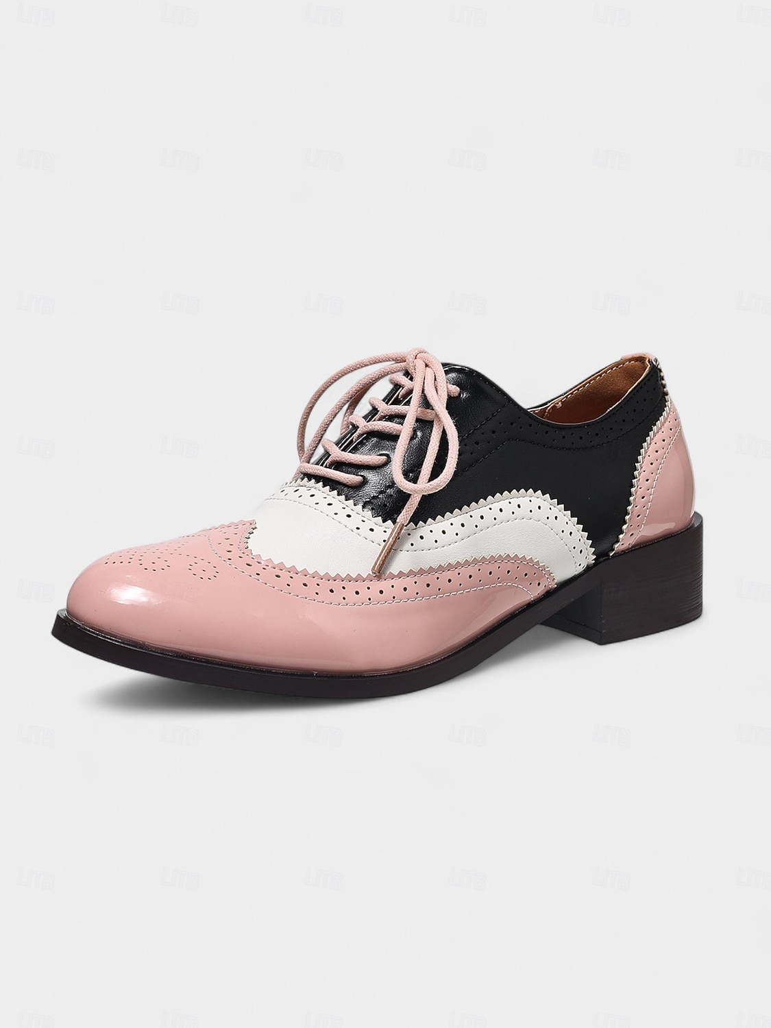Richelieus Oxford en cuir verni jaune pour femme – Chaussures habillées à lacets et bout golf colorblock, style vintage britannique des années 1950 pour le bureau, l'école et le streetwear de 2025 ? $42.99 –P2