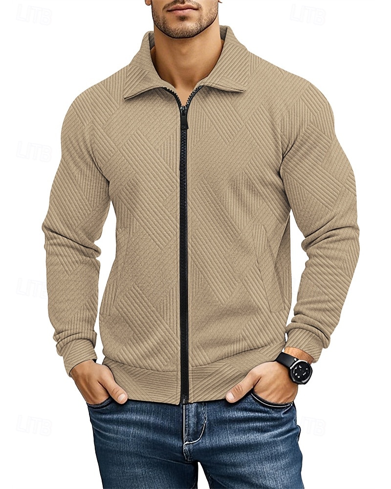 Homme Veste Légère Veste Décontractée Vacances Quotidien Respirabilité Avec Poches Jacquard Printemps Automne Uni Mode Classique Revers Régulier Noir Blanche bleu marine Kaki Gris Claire Veste de 2025 ? $29.99 –P14