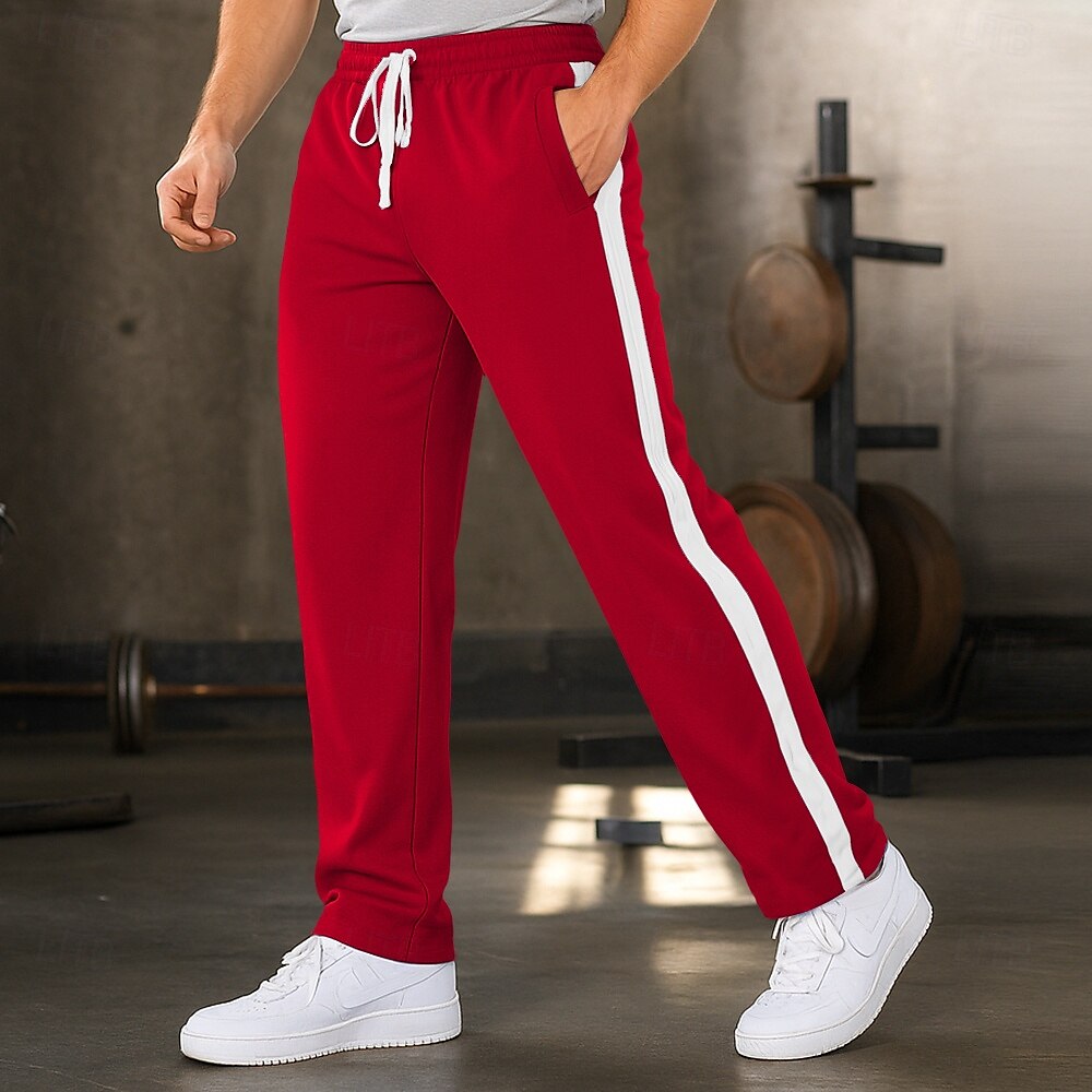 Herren Aktiv Jogginghose Jogginghose Jogger Hose Patchwork Kordelzug Einfach Komfort Weich Volle Länge Outdoor Täglich Ausgehen Urlaub Mode Schwarz Rote Dehnbar 2025 - $22.99 –P5