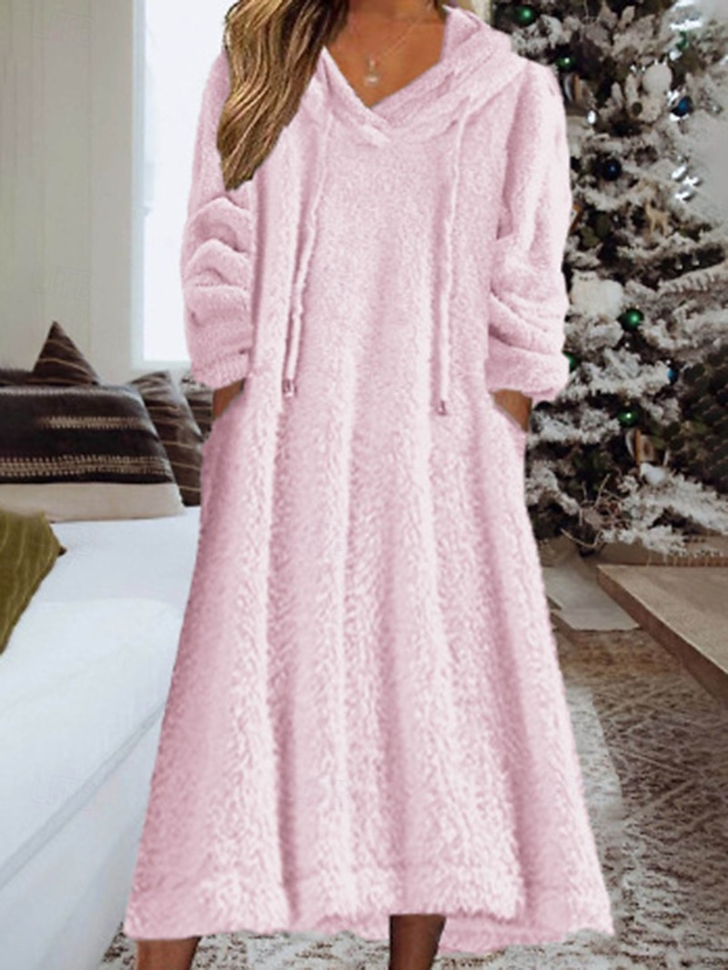 Femmes Robe Midi Robe Pull Robe à Capuche Mode Moderne Vacances Quotidien Week-end Coupe régulière Uni manche longue À capuche Rose Claire Vert Véronèse Kaki Hiver Automne de 2025 ? $24.99 –P1