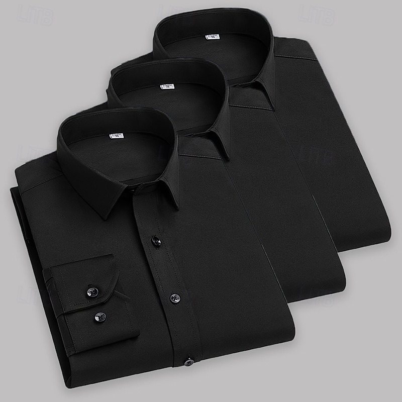 Herren Hemd Kleidhemd Knopfhemd Smokinghemden Einfarbig Büro & Karriere Alltagskleidung Hellblau Schwarz Weiß Grün Langarm Hemdkragen Ganzjahres Bekleidung Mehrfachpackung 2026 - $42.99 –P3