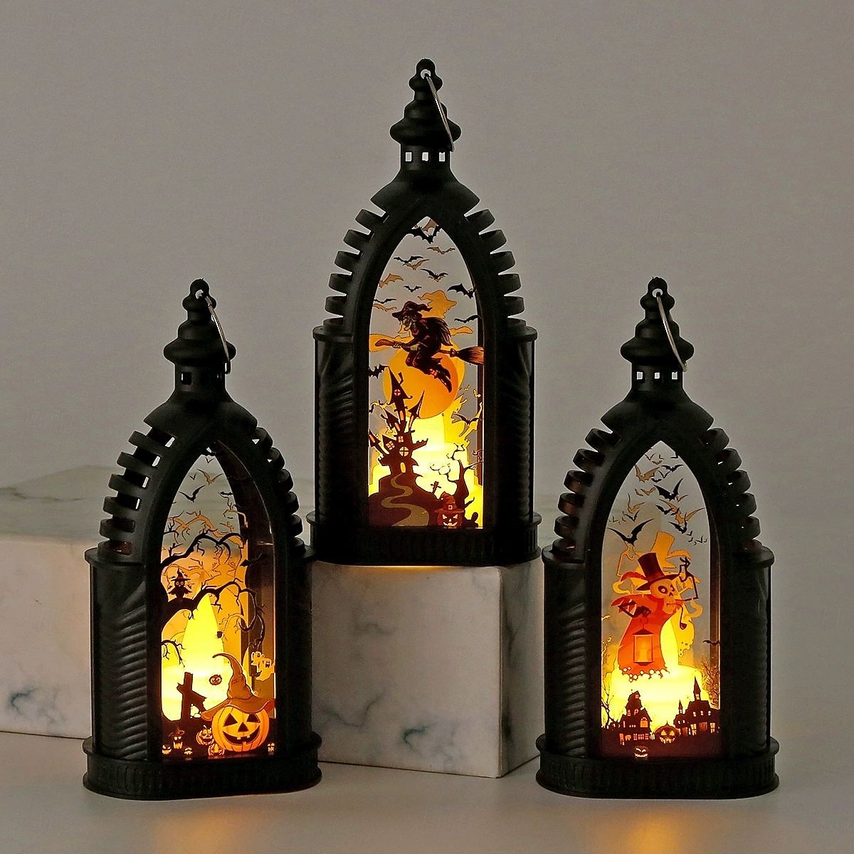 Vela electrónica LED de Halloween, linterna retro, decoración de ambiente, suministros para fiestas navideñas, diseño de escena, accesorios 2025 - $9.99 –P1