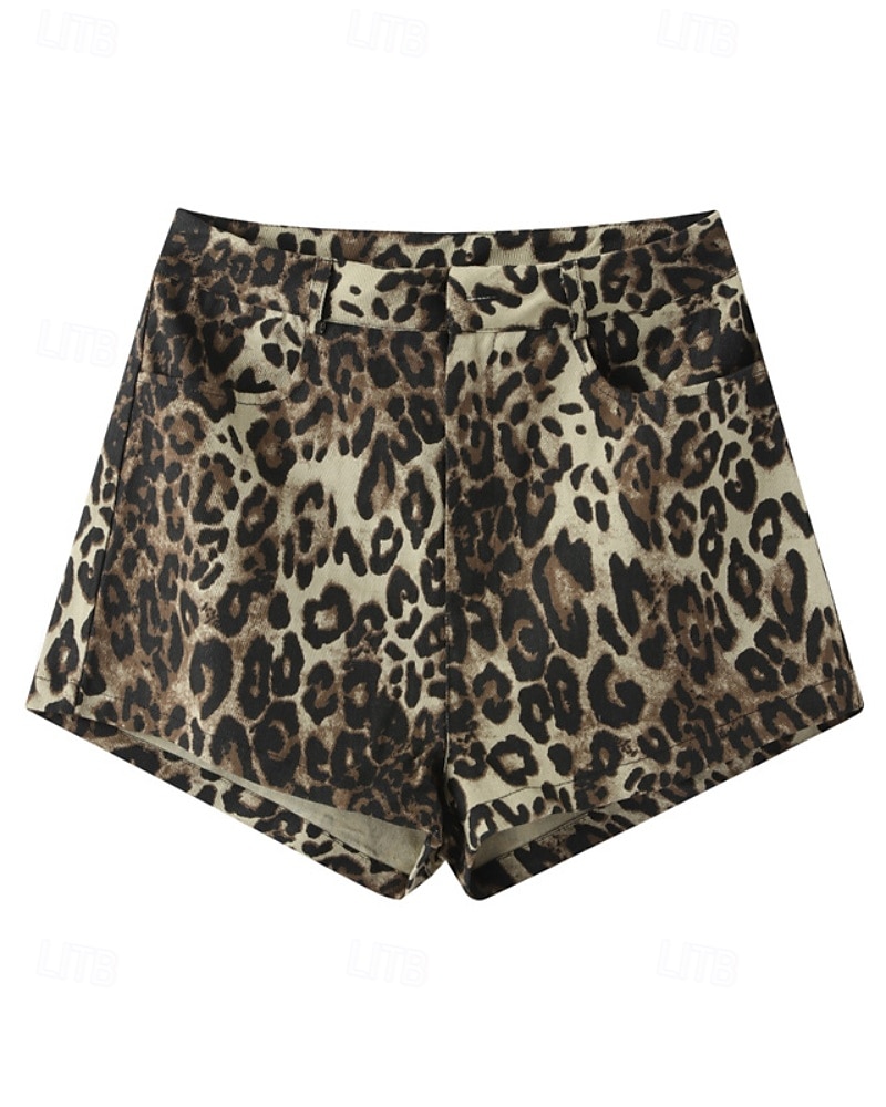 Dámské Kraťasy Kalhoty Šik ven Na běžné nošení Krátký Přírodní Leopard Kapsy Elastický pas Pohodlný Pohodlné Dovolená Jdeme ven Hnědá Léto Běžný 2025 - $23.99 –P5