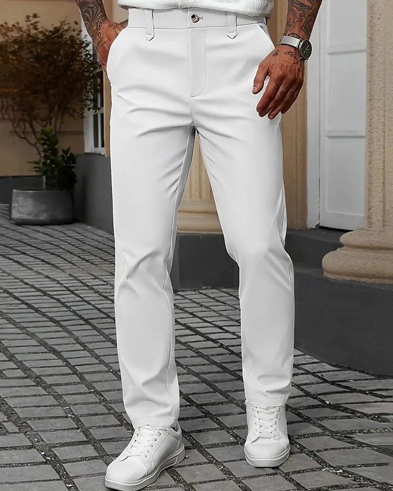 Hombre pantalones de traje Pantalones Chinos Bolsillo Botones Plano Comodidad Formal Fiesta Trabajo Moda Estilo clásico Negro Blanco Microelástico 2025 - $22.99 –P1