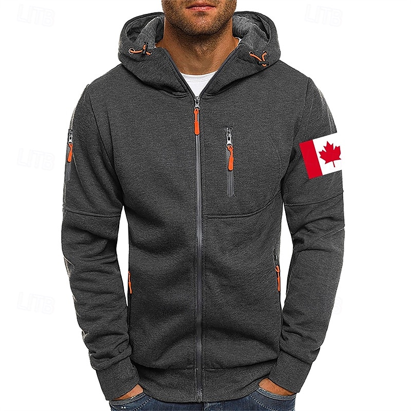 Hombre Sudadera Sudadera con capucha y cremallera completa Negro Blanco Vino Verde Ejército Azul Marino Con Capucha Bandera Cremallera Bolsillo Deporte Diario Festivos Poliéster Ropa de calle Básico 2025 - $22.99 –P1