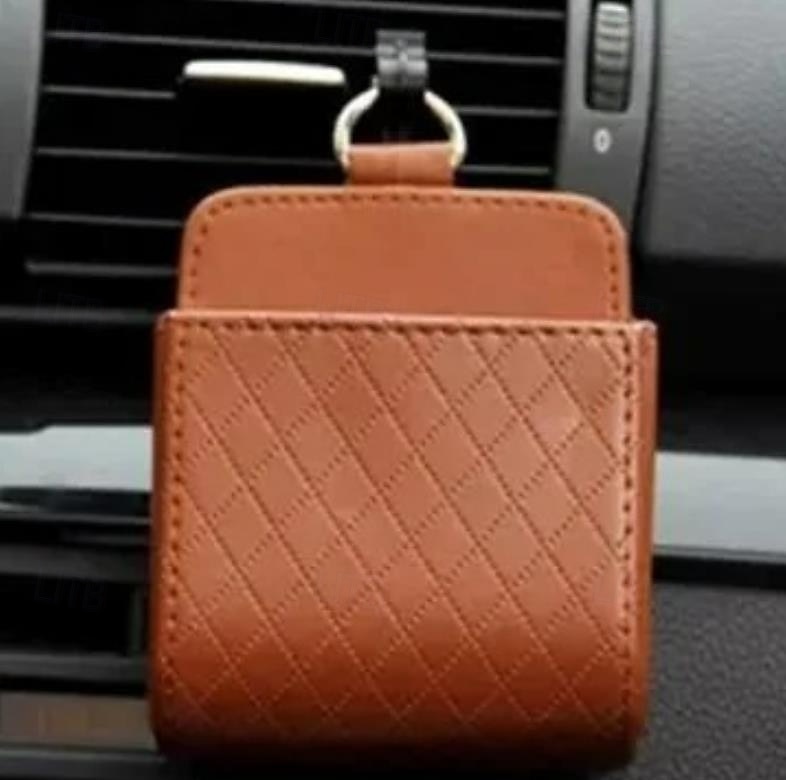 Cestino portaoggetti per bocchette di ventilazione per auto, organizer da appendere in pelle per telefono, sigarette, monete, carte, custodia multifunzionale per bocchette di ventilazione per auto, del 2025 a $6.49 –P9