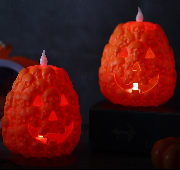1 Pc Halloween Skeleton Pumpkin LED Electronic Candlelight Indoor and Outdoor Party Atmosphere Nightlight Colorful Dimming 2025 - $4.99 –P6
