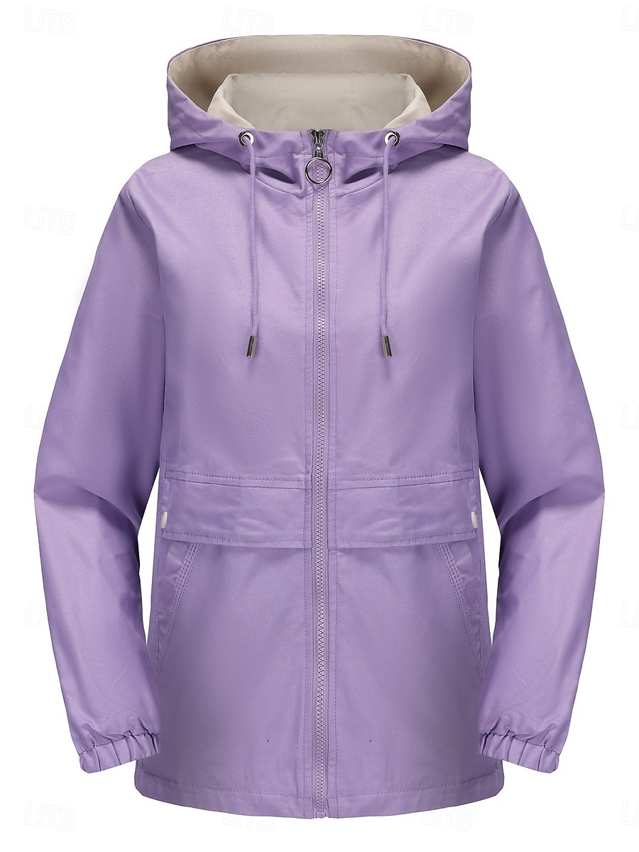 Dam Trenchcoat Hoodiejacka Bekväm Andningsfunktion Dragkedja Ficka Ledigt Slät Semester Gata Dagliga kläder Utekväll Dragkedja Normal Luvtröja Normal Långärmad Ytterkläder Svart Gul Vin Vår Höst 2025 - $51.99 –P5