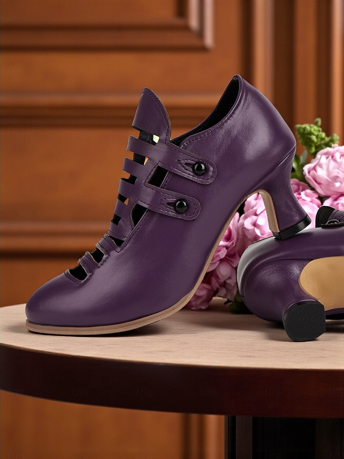 Femmes Chaussures à Talons Rétro Soirée Travail Quotidien Bouton Talon Cône Bout Rond Élégant ancien Marche PU Mocassin Noir Rouge Rouge Bordeaux de 2025 ? $54.99 –P2