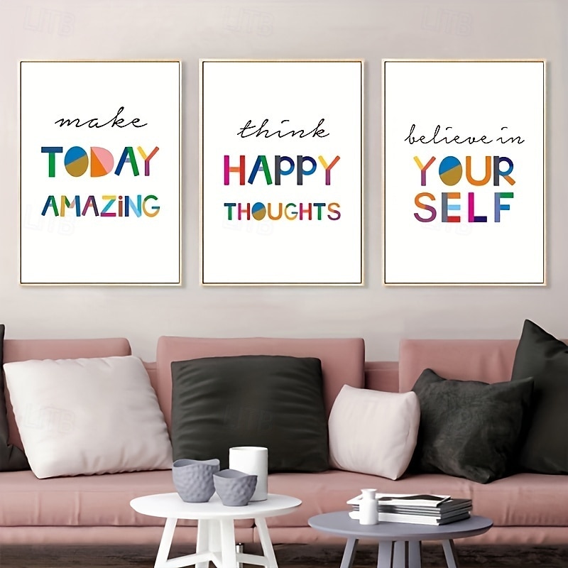 Affiche sur toile avec citations inspirantes et colorées, peinture décorative murale simple pour salon, chambre à coucher, décoration d'intérieur, sans cadre de 2026 ? $12.99 –P1