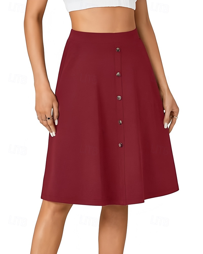 Femmes Jupe Occasionnel Au-dessus du genou Taille Basse Jupes Uni Avec Poches Micro-Élastique Vacances Rue Noir Rouge Bleu Marron Automne Polyester de 2025 ? $20.99 –P13