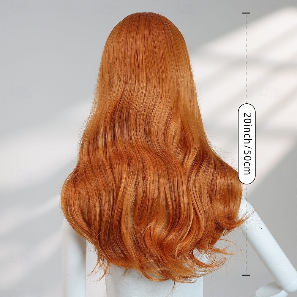 20‑Inch Mid‑Length Orange Wavy Halloween Wig – Center Part, No Bangs, Heat‑Resistant Synthetic Hair for Cosplay & Photo Shoots 2026 - $31.99 –P7